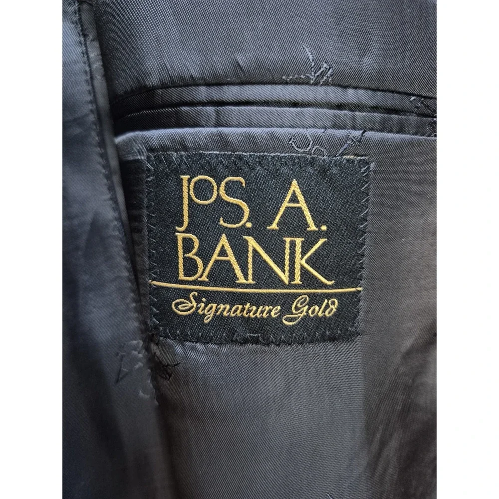 Jos A Bank Mens Wool Sport Coat 44L Charcoal Gray Pinstripe 2 Button Blazer
